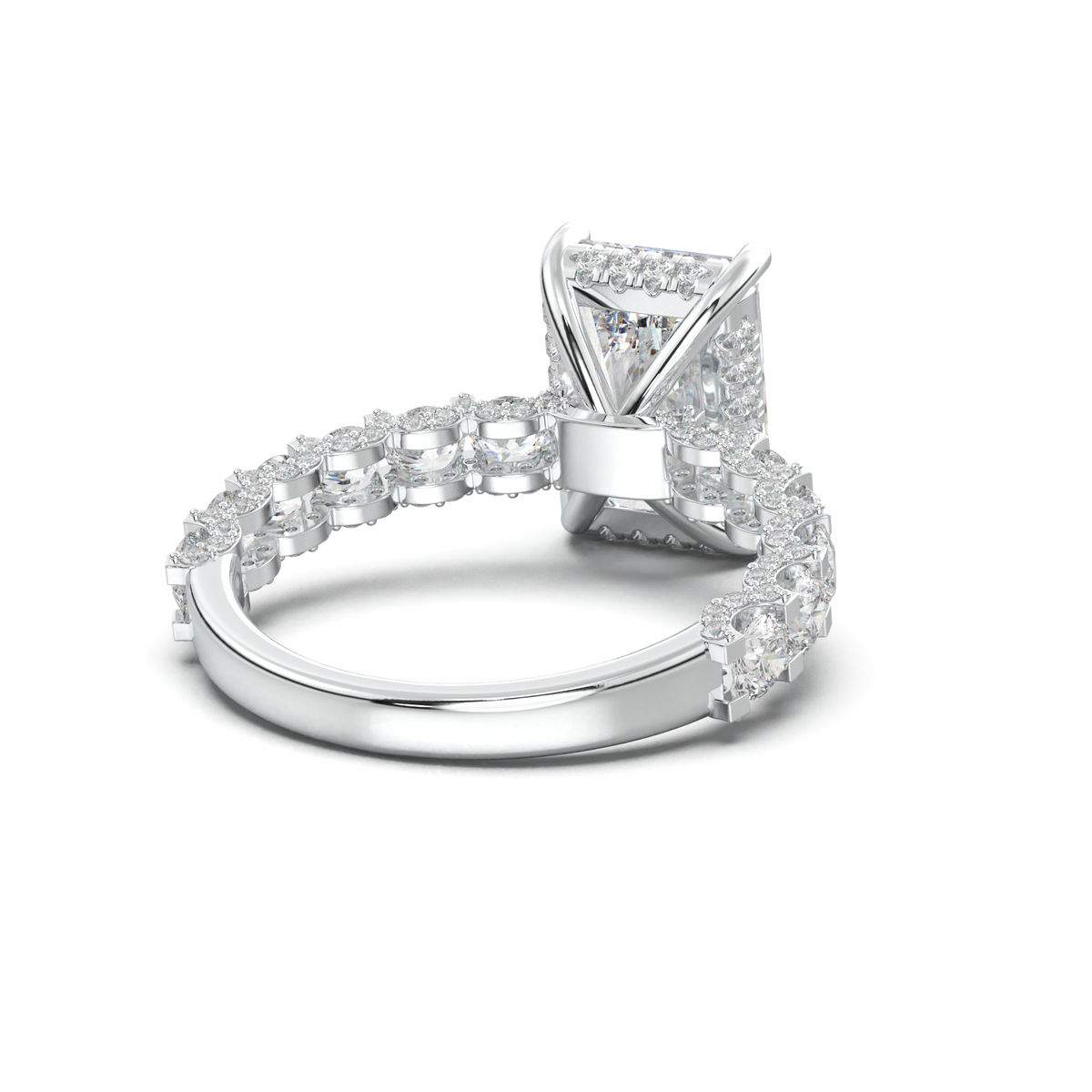 Radiant Diamond Band Engagement Ring