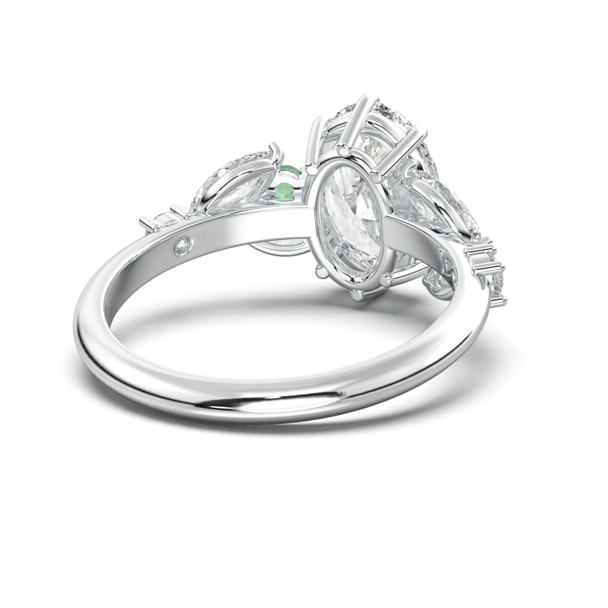 Oval Marquise-Accent Engagement Ring