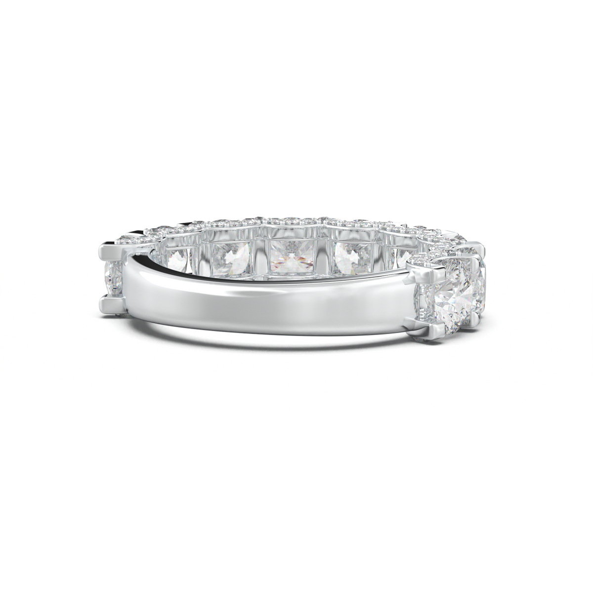 Round Diamond Pavé-Edge Wedding Band