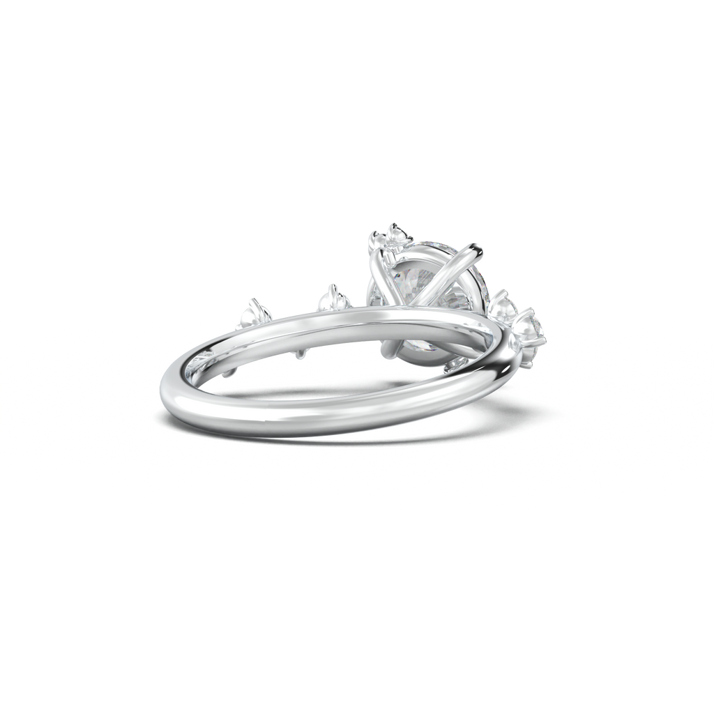 Round Botanical Accent Engagement Ring