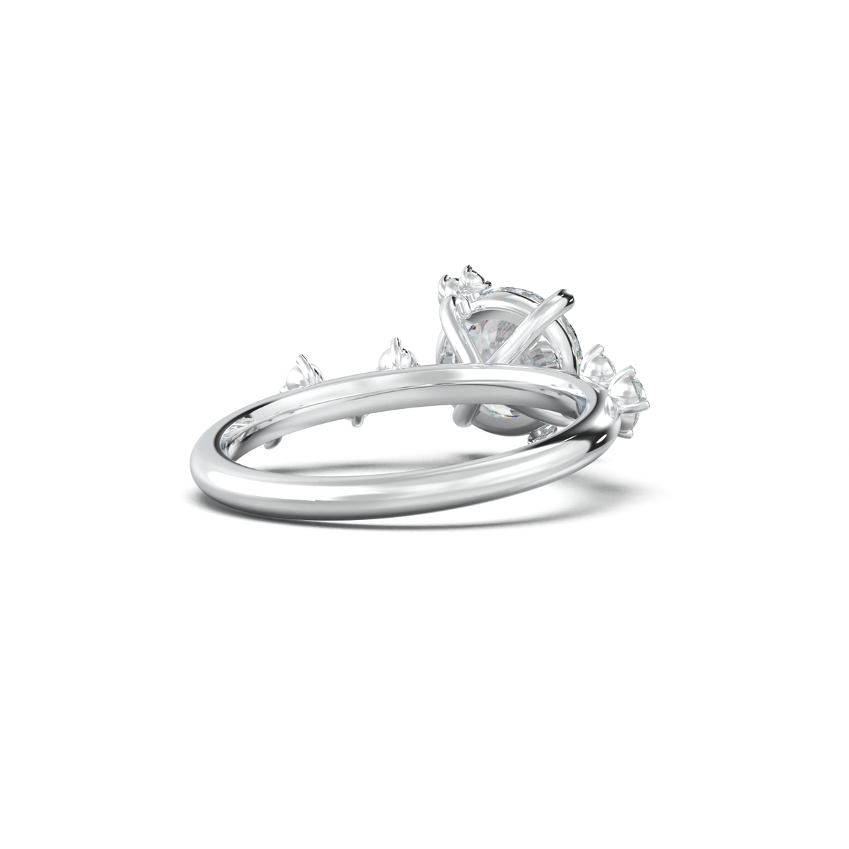 Round Botanical Accent Engagement Ring