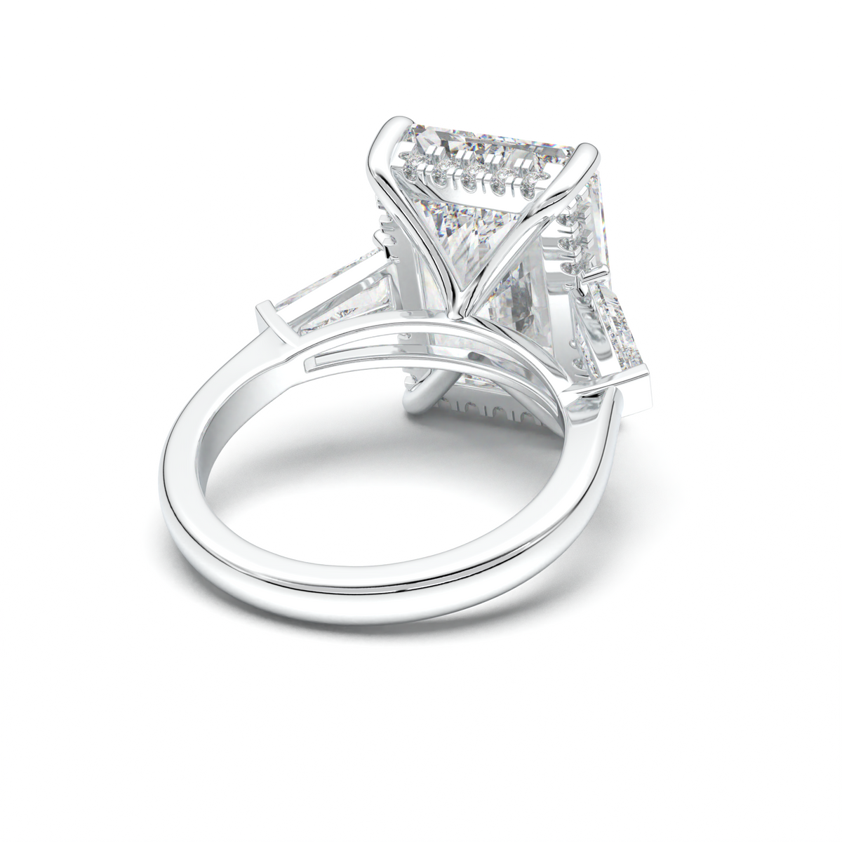 Radiant Baguette Hidden Halo Engagement Ring