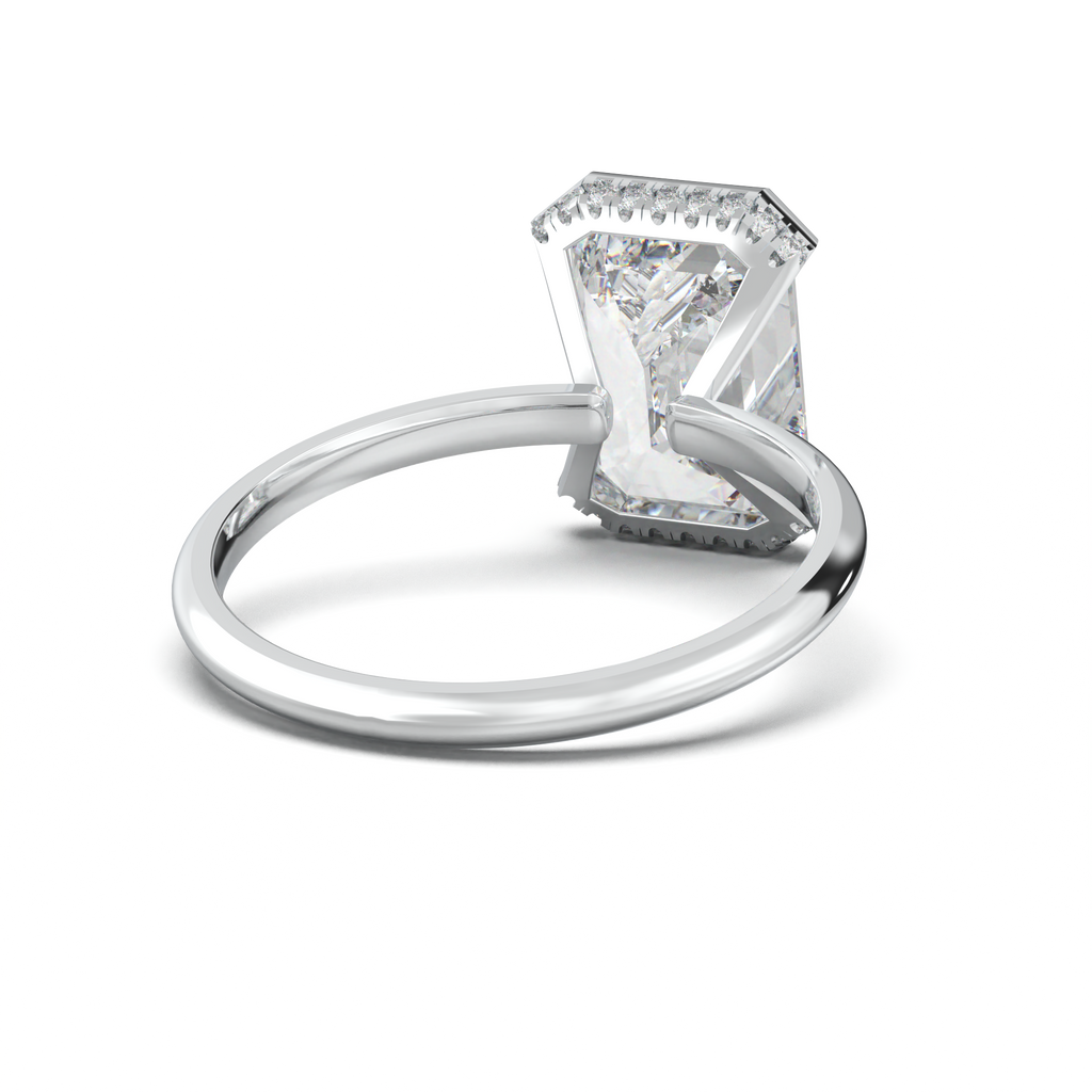 Emerald Hidden Halo Engagement Ring