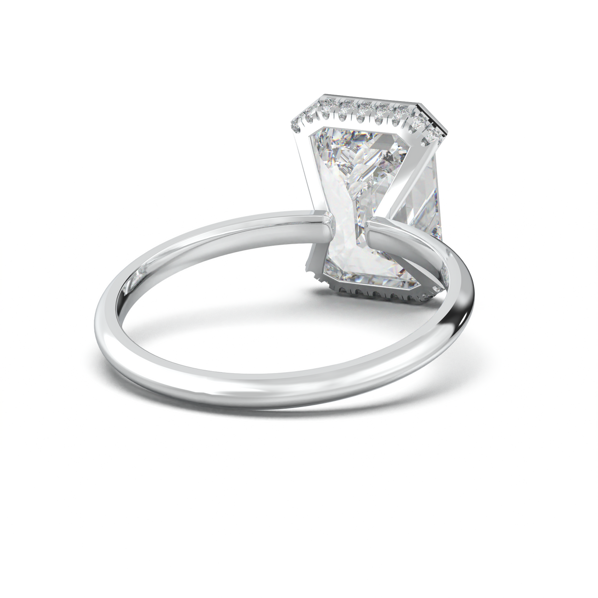 Emerald Hidden Halo Engagement Ring