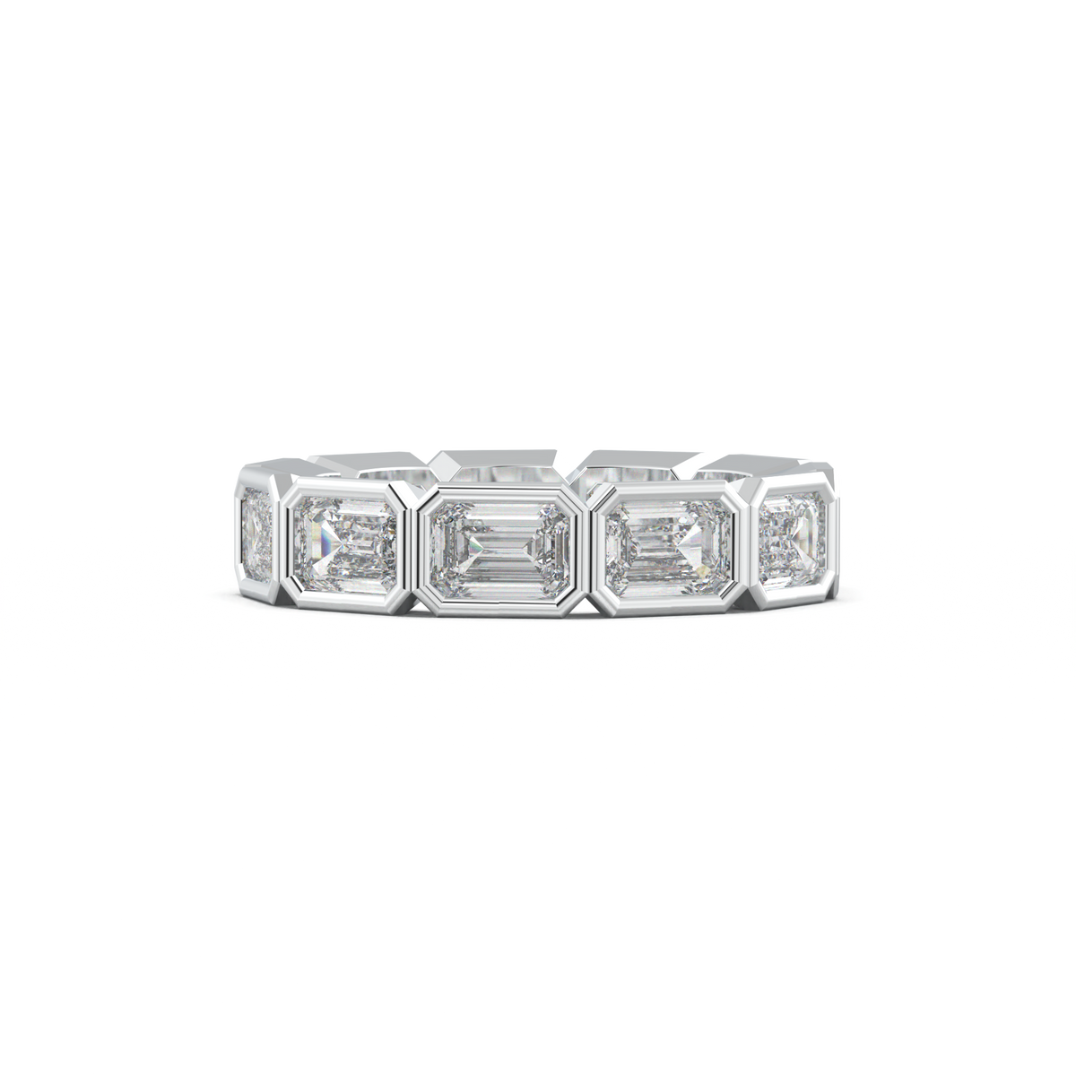 Emerald-Cut Bezel-Style Eternity Wedding Band