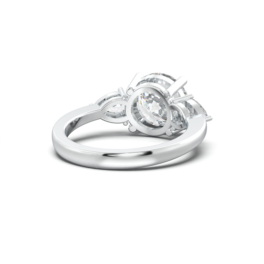 Round Pear Three-Stone Engagement Ring