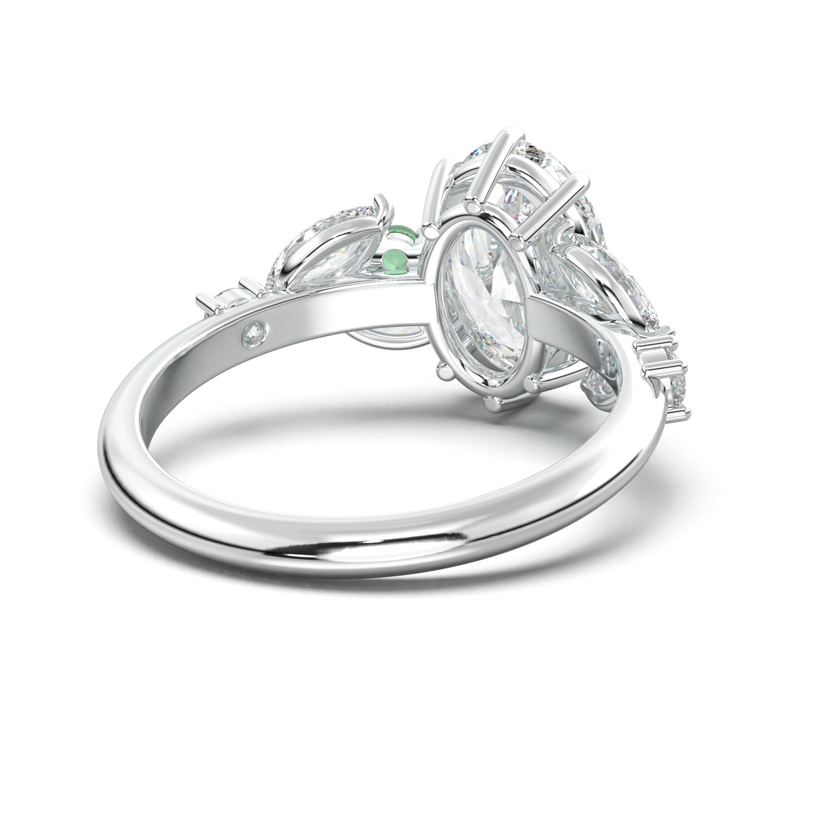 Oval Marquise-Accent Engagement Ring