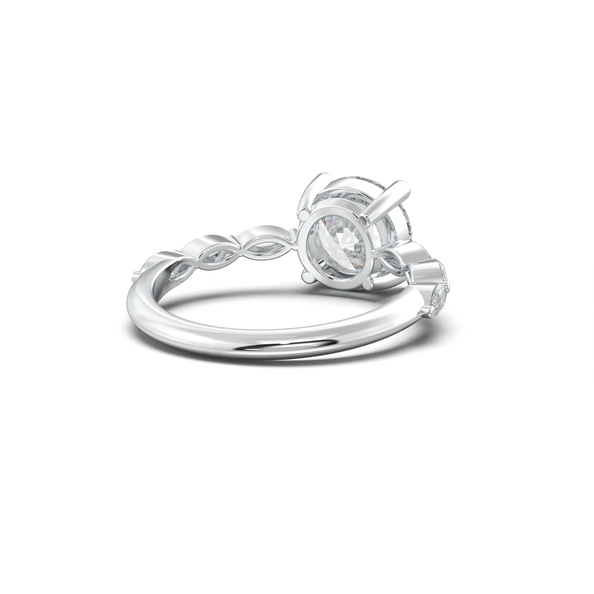 Round Marquise Side-Stone Engagement Ring
