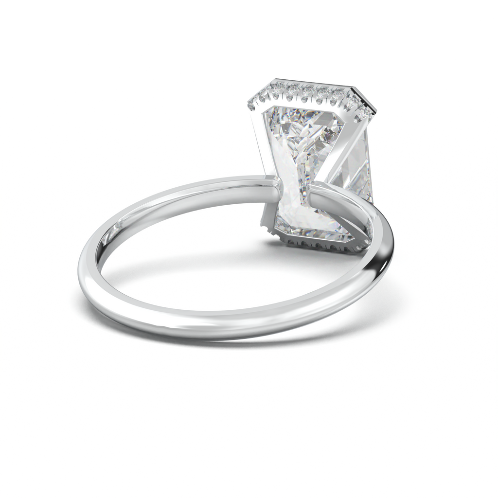 Emerald Hidden Halo Engagement Ring