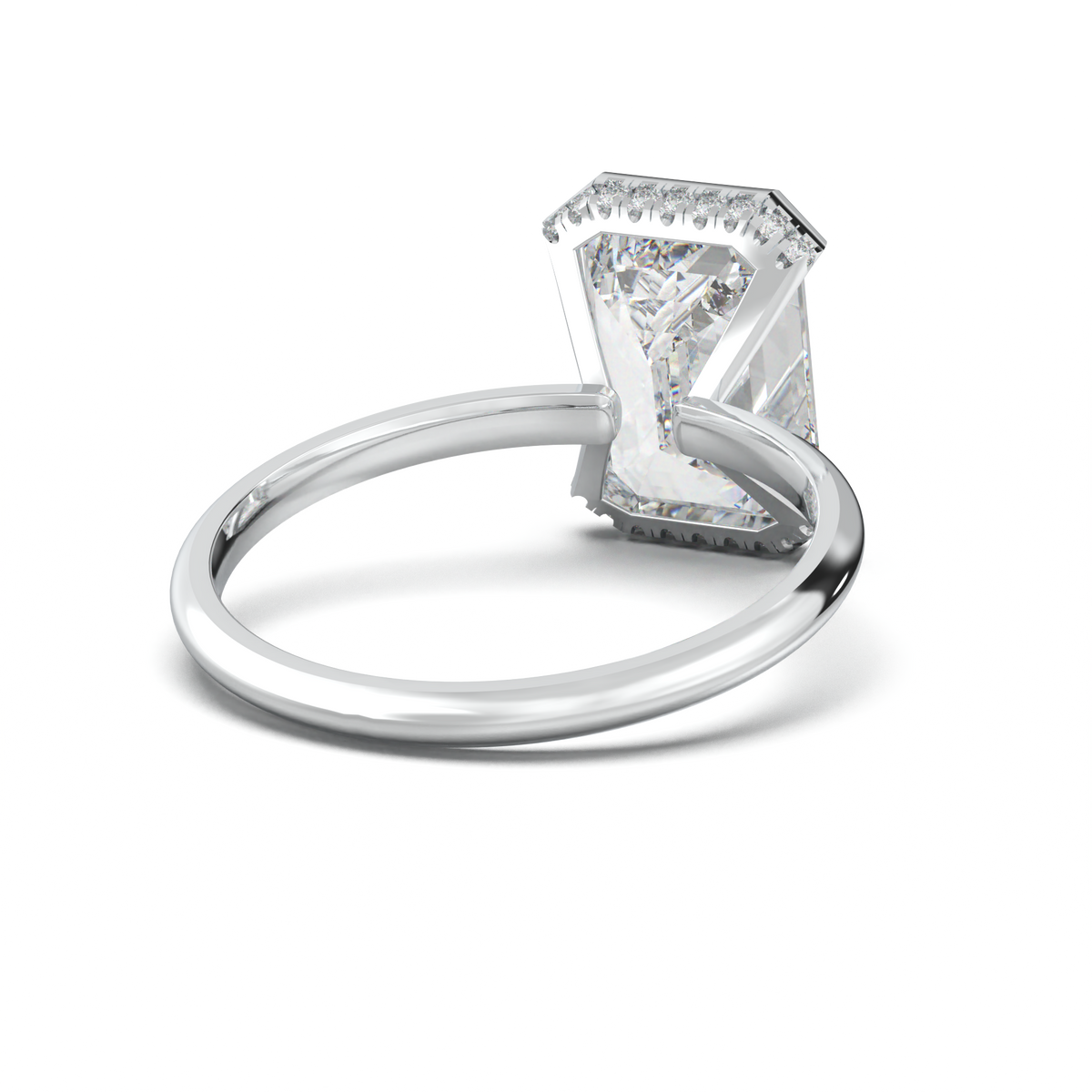 Emerald Hidden Halo Engagement Ring