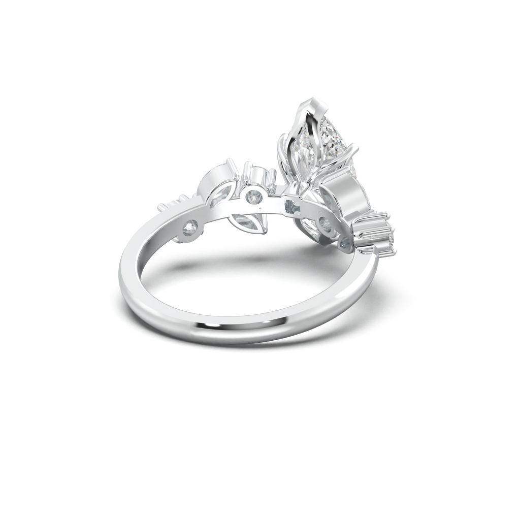 Marquise Mixed Side-Stone Engagement Ring