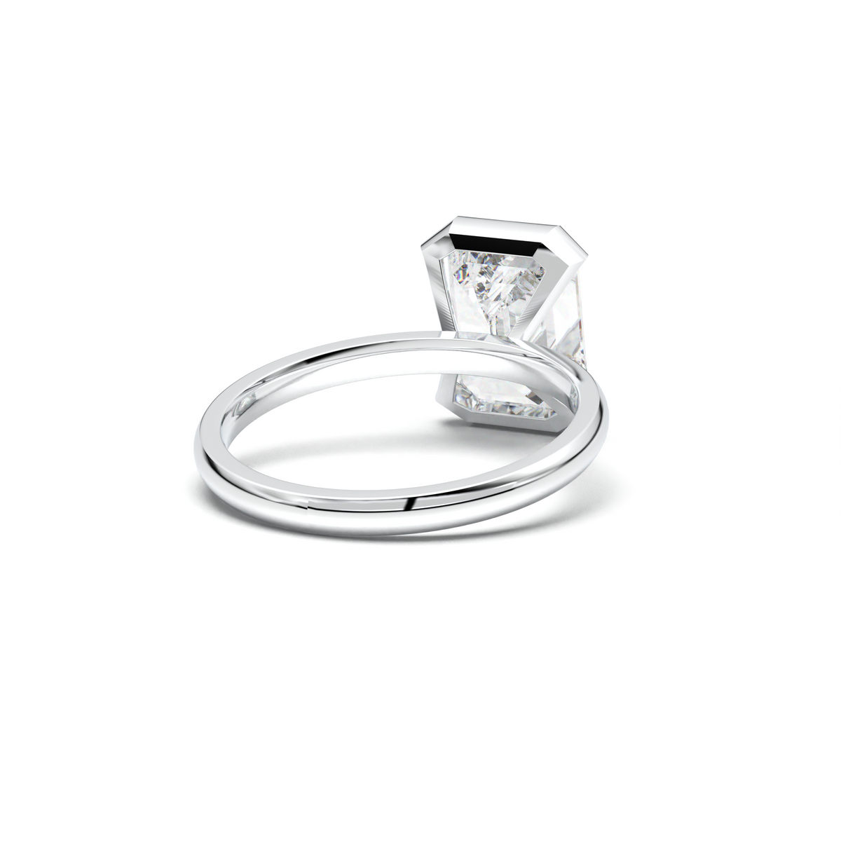 Emerald Cut Half-Bezel Engagement Ring