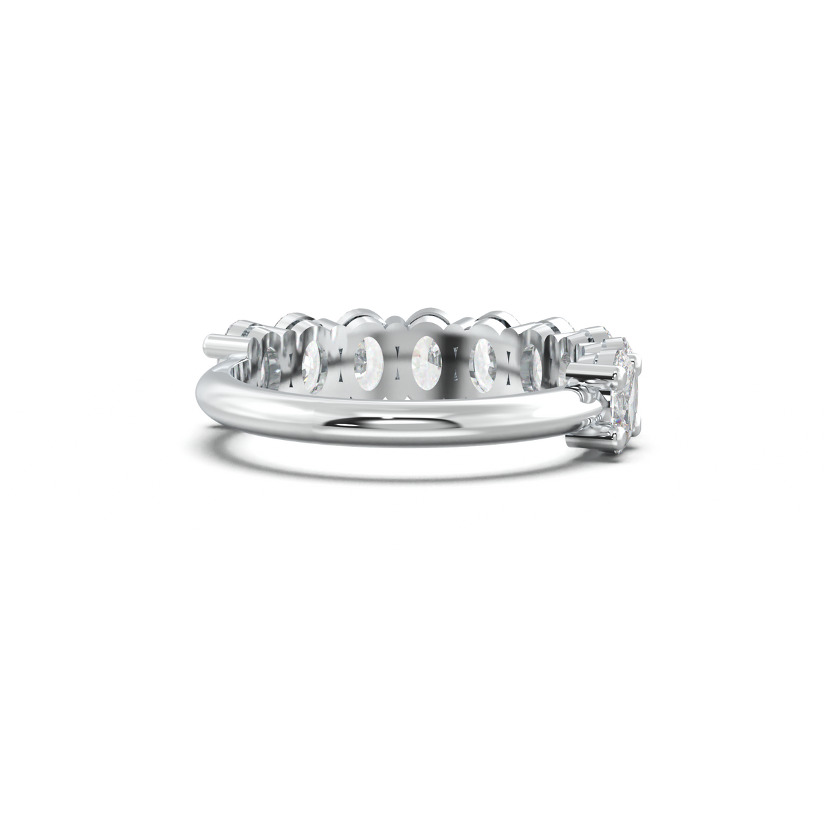 Nine-Oval Half-Eternity Wedding Band