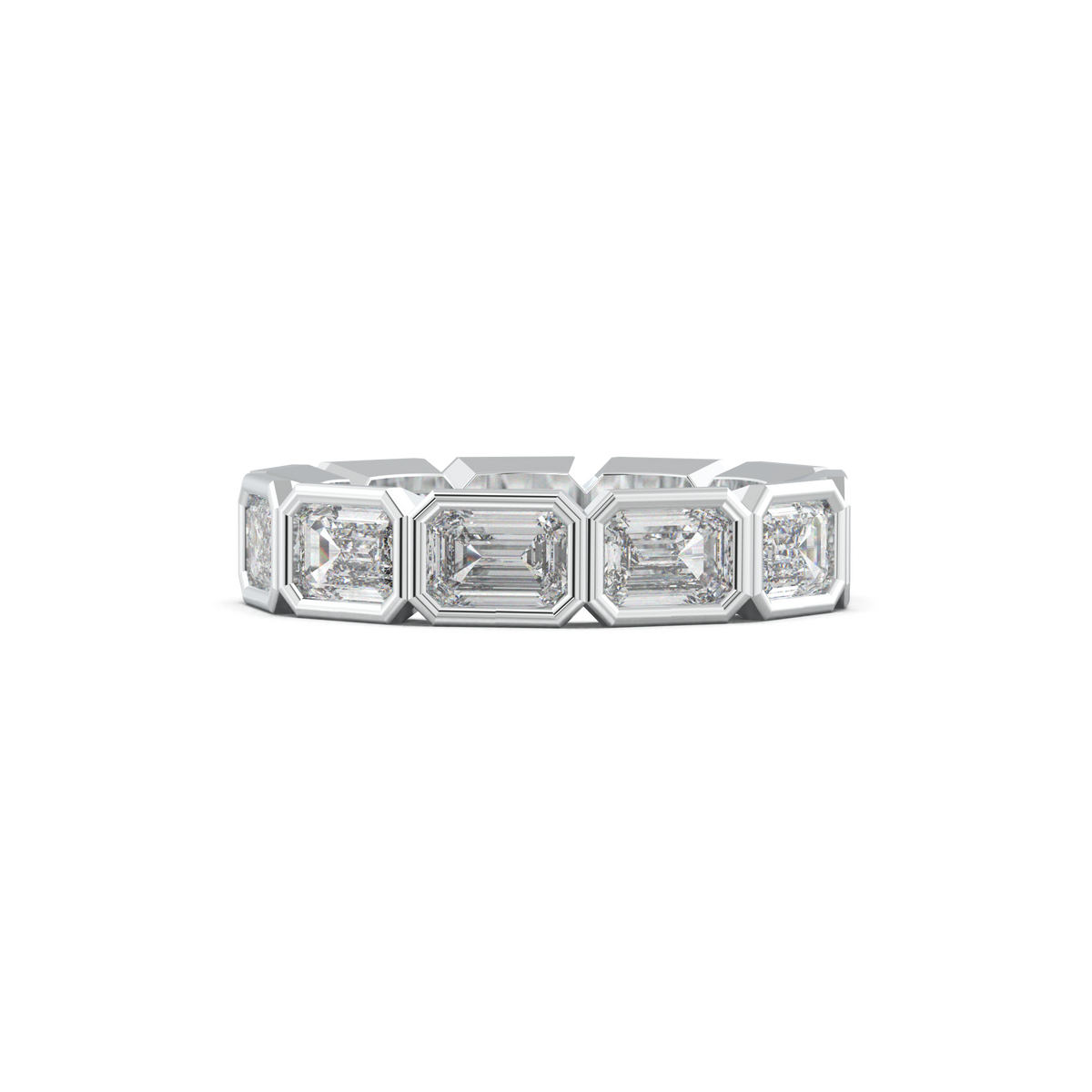 Emerald-Cut Bezel-Style Eternity Wedding Band