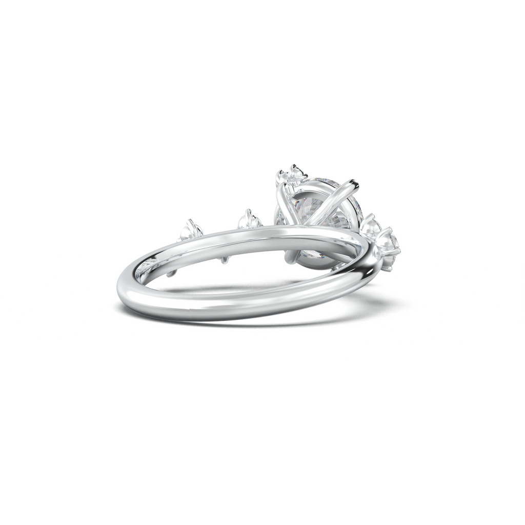 Round Botanical Accent Engagement Ring