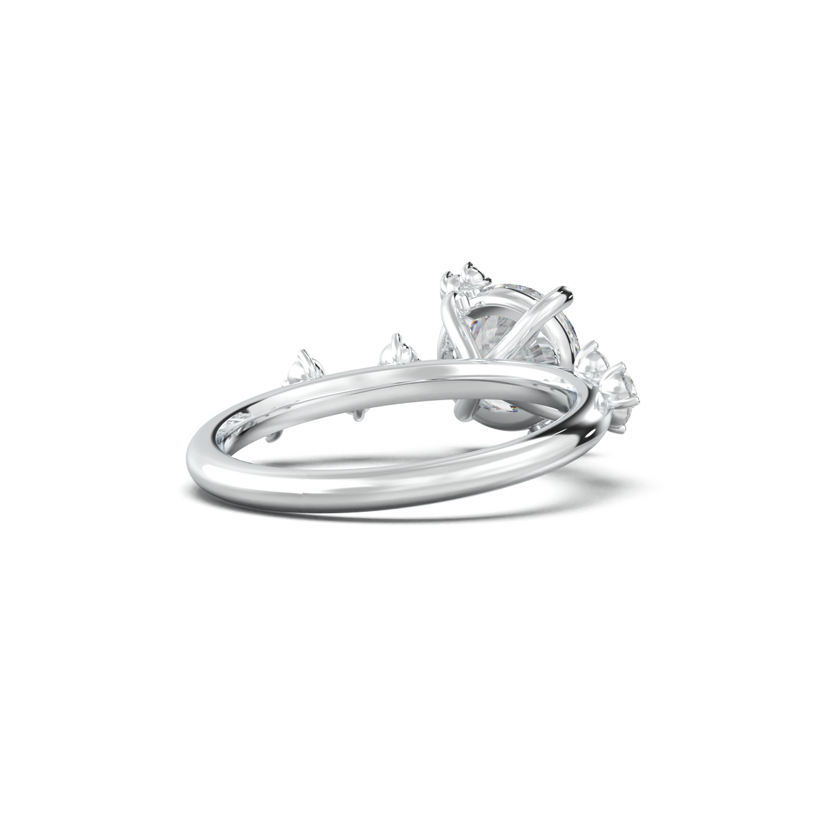 Round Botanical Accent Engagement Ring