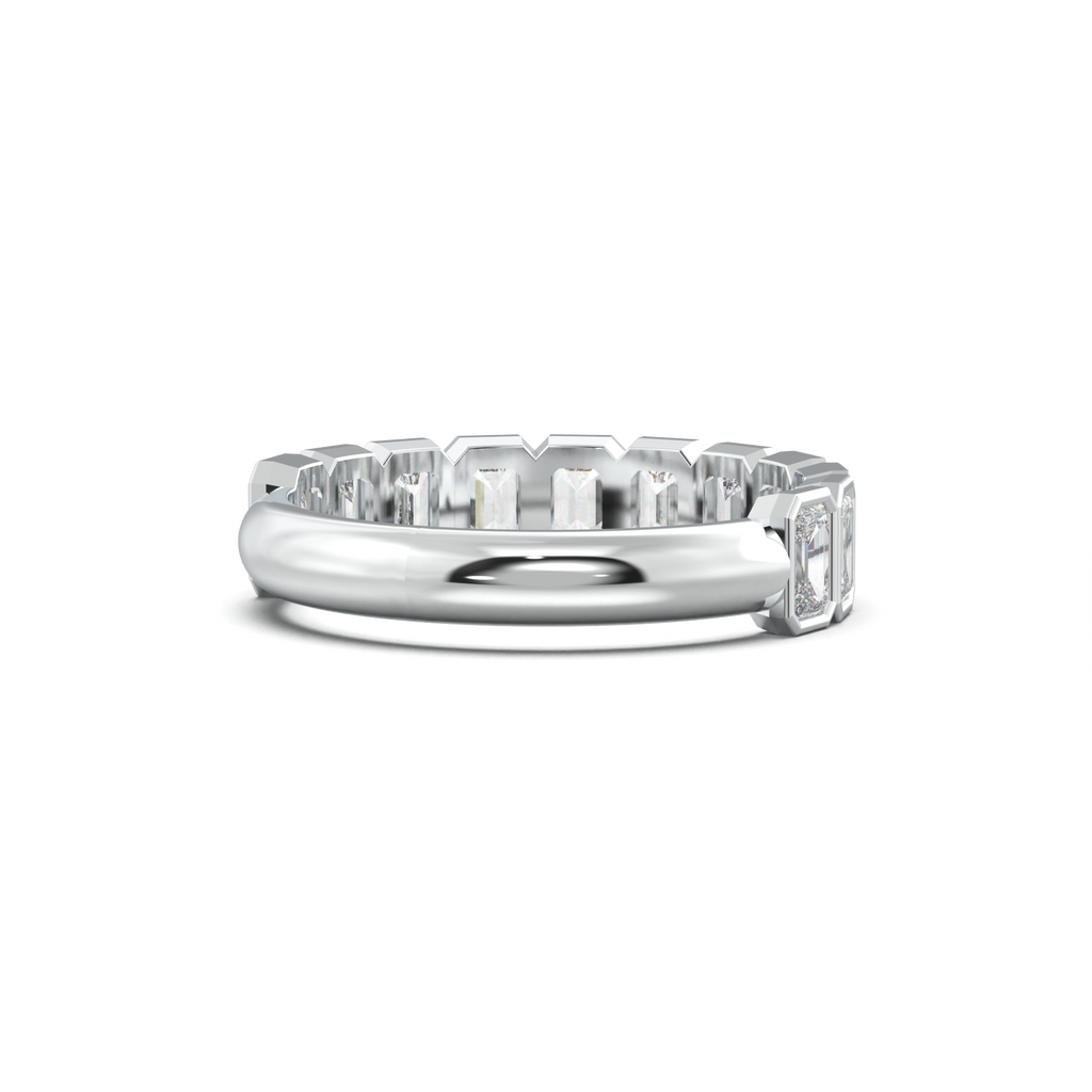 Emerald Bezel Half-Eternity Wedding Band