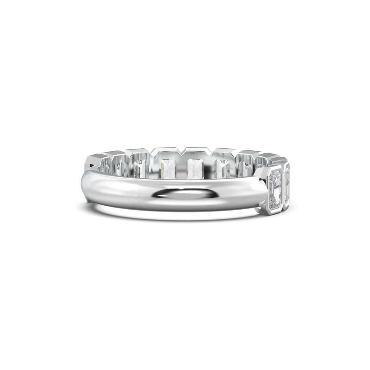 Emerald Bezel Half-Eternity Wedding Band
