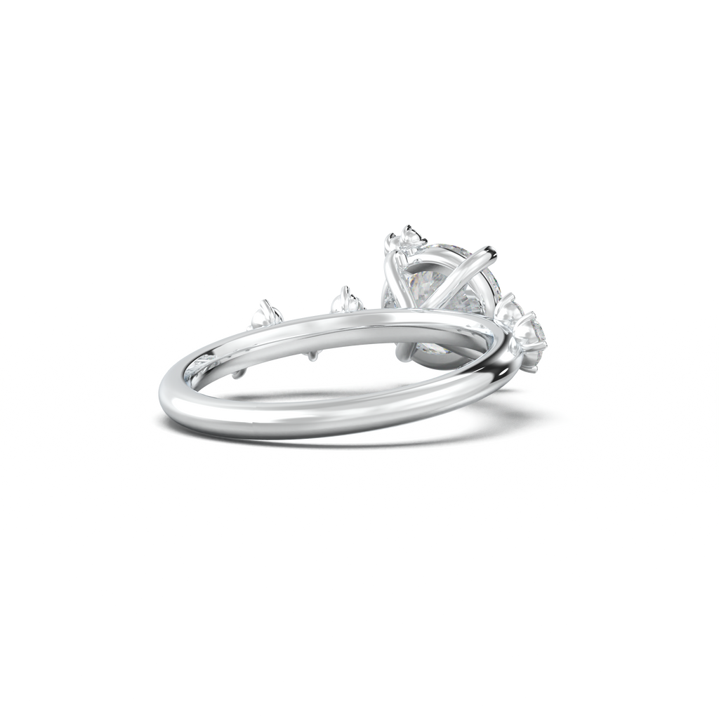Round Botanical Accent Engagement Ring
