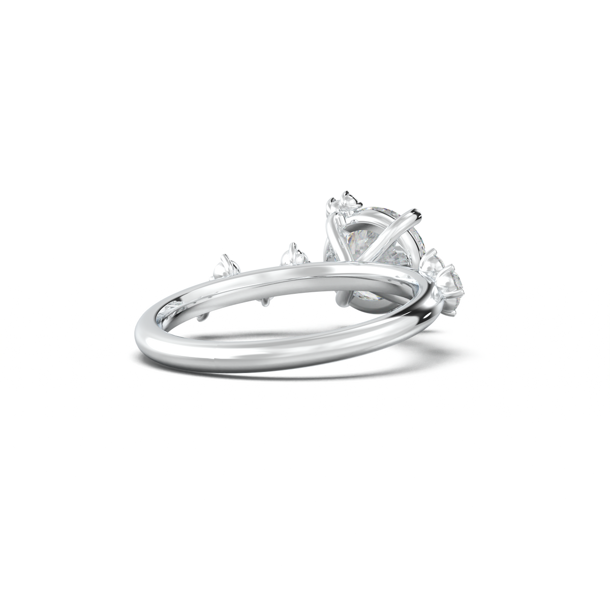 Round Botanical Accent Engagement Ring
