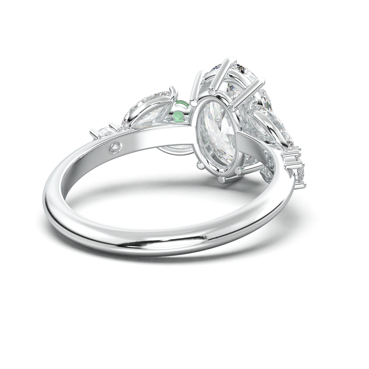 Oval Marquise-Accent Engagement Ring