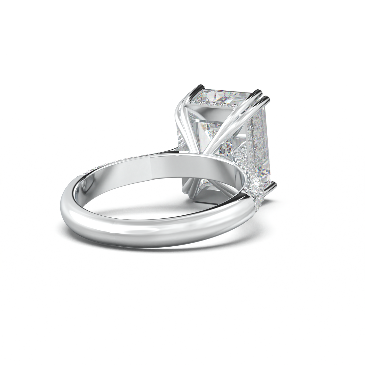 Emerald Double Pavé Engagement Ring