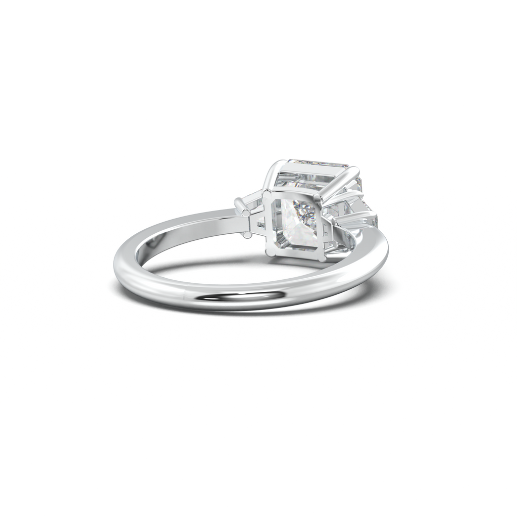 Asscher Baguette Three-Stone Engagement Ring