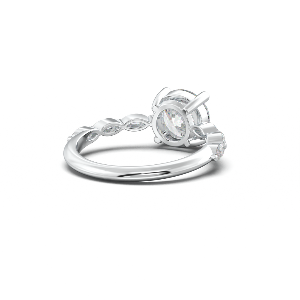 Round Marquise Side-Stone Engagement Ring