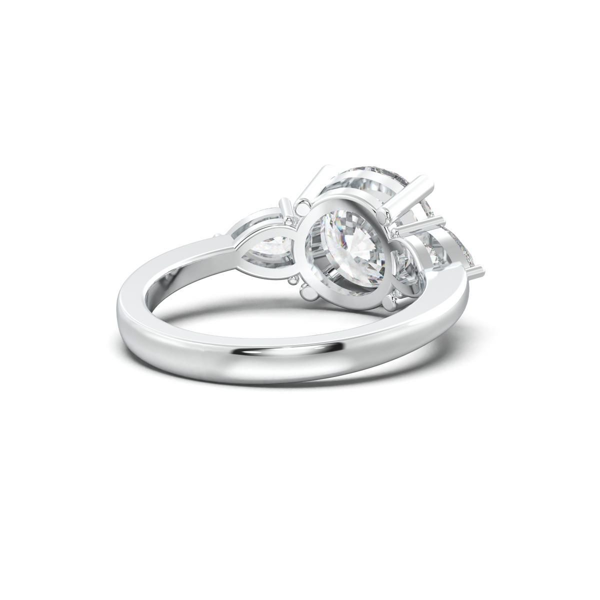Round Pear Three-Stone Engagement Ring