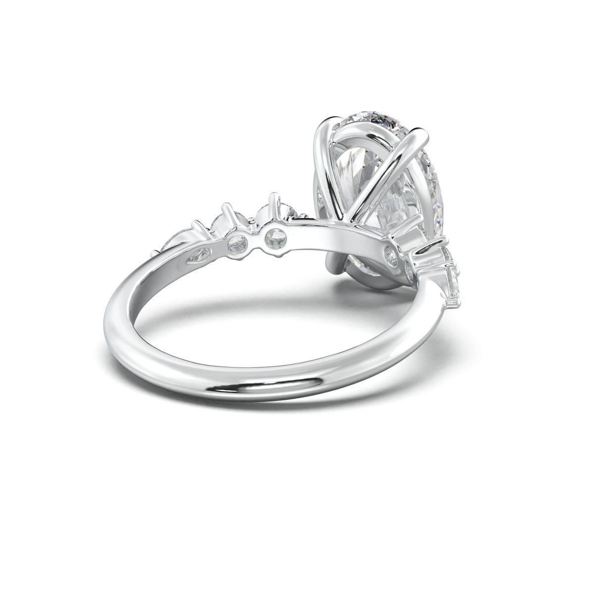 Oval Pear-Accent Engagement Ring
