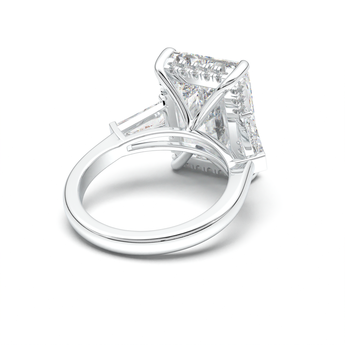 Radiant Baguette Hidden Halo Engagement Ring
