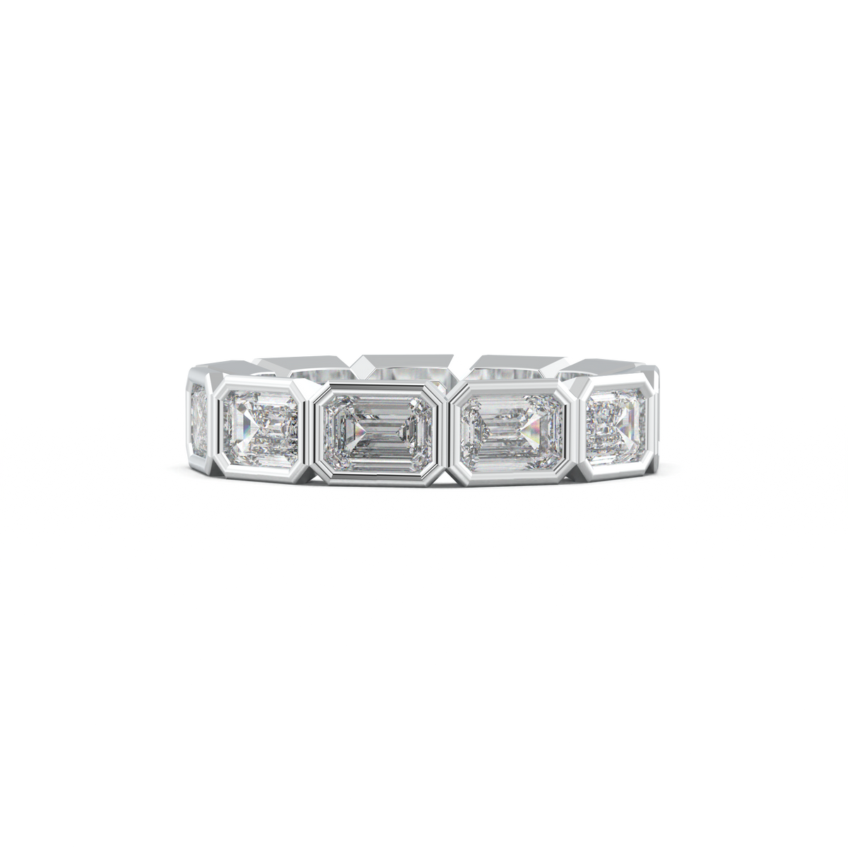 Emerald-Cut Bezel-Style Eternity Wedding Band
