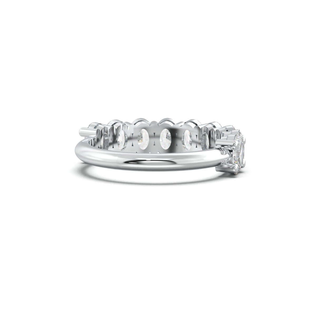 Nine-Oval Half-Eternity Wedding Band