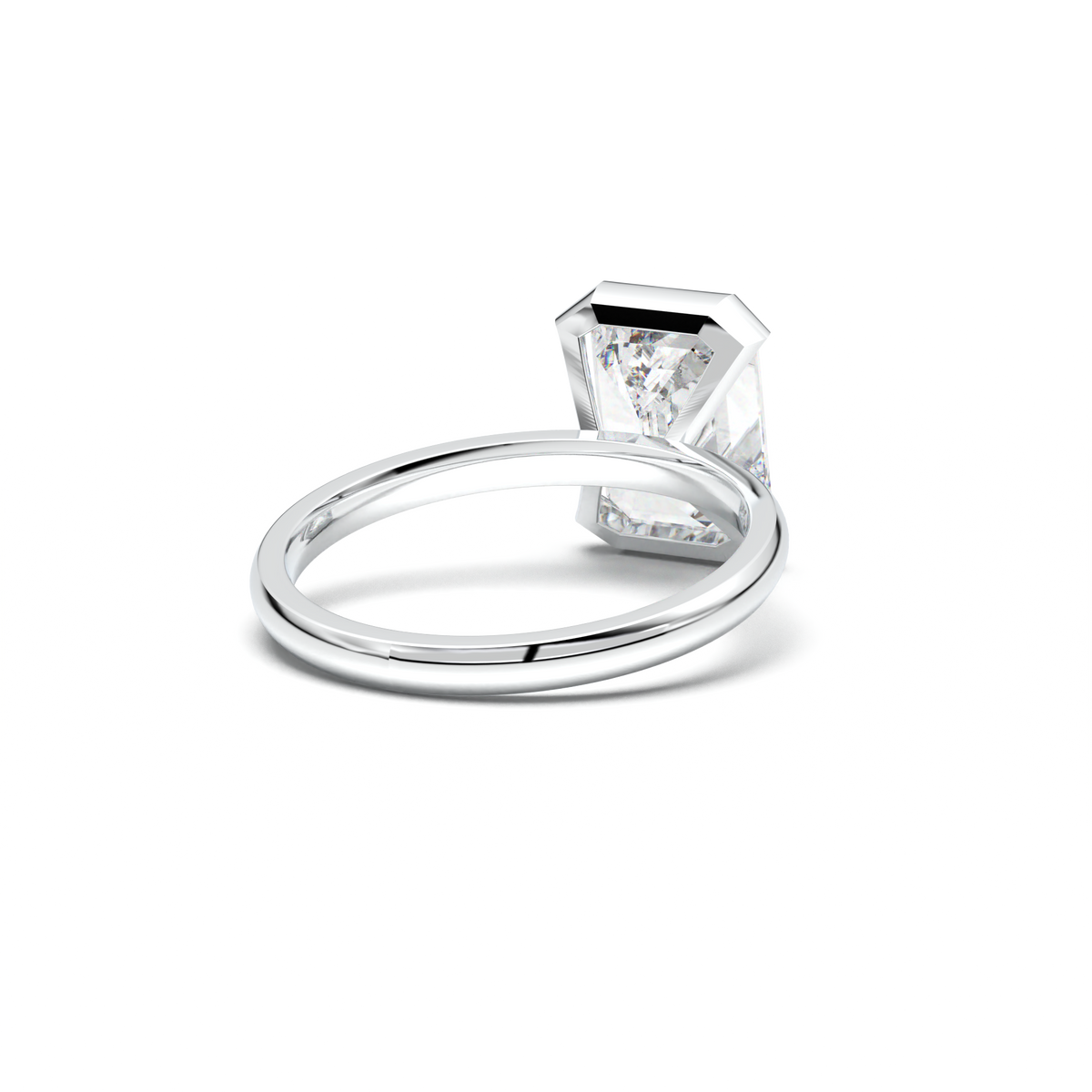 Emerald Cut Half-Bezel Engagement Ring
