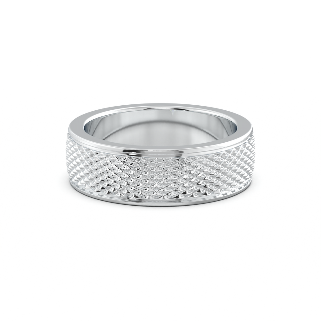 Diamond-Cut Textured Men's Wedding Band