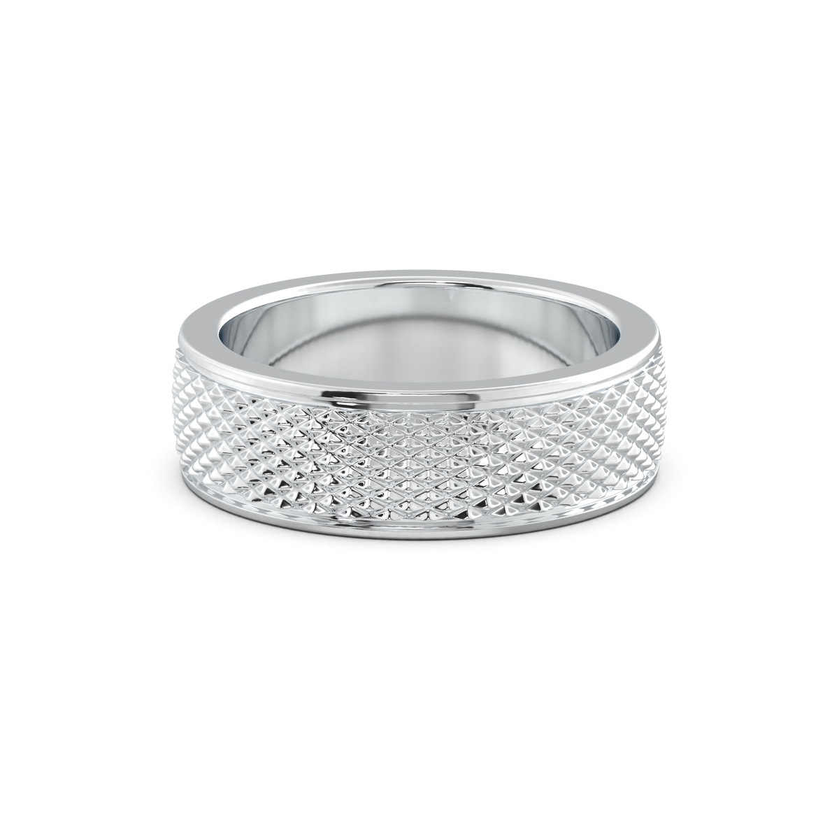 Diamond-Cut Textured Men's Wedding Band