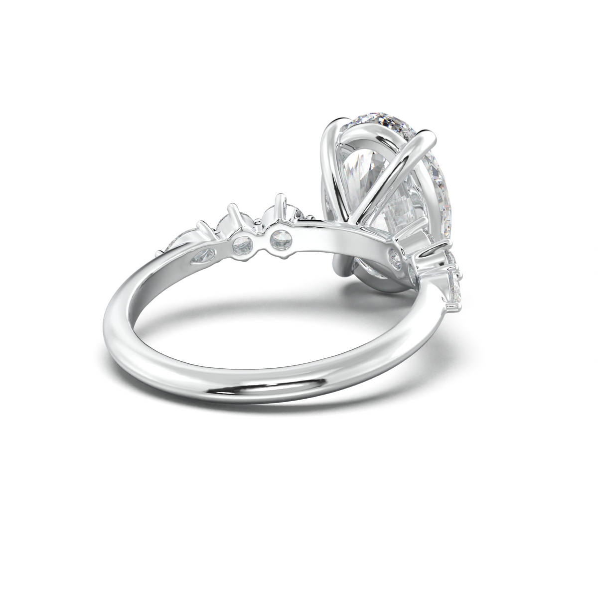 Oval Pear-Accent Engagement Ring