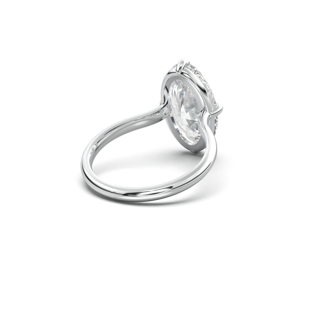 Elongated Moval Solitaire Engagement Ring