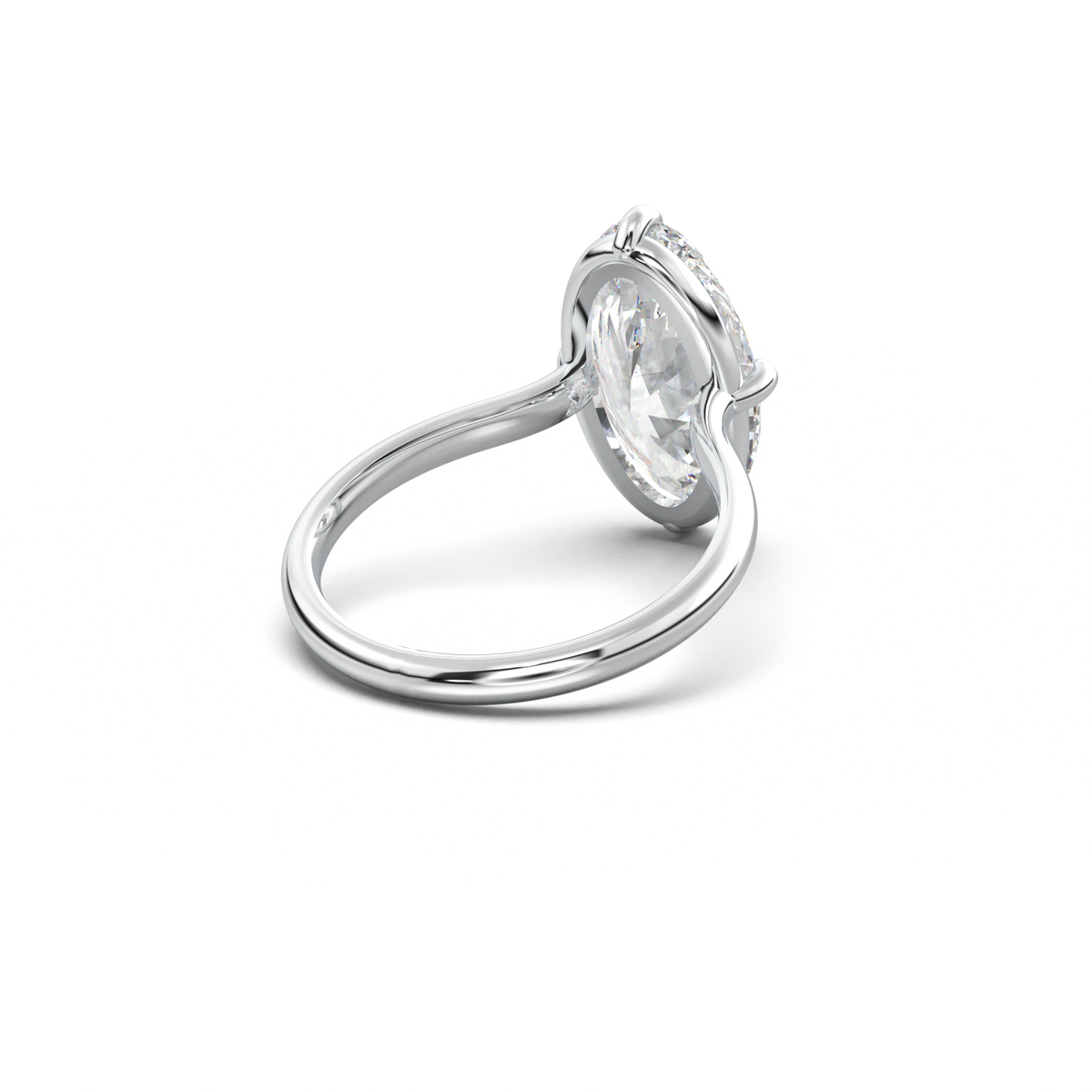 Elongated Moval Solitaire Engagement Ring