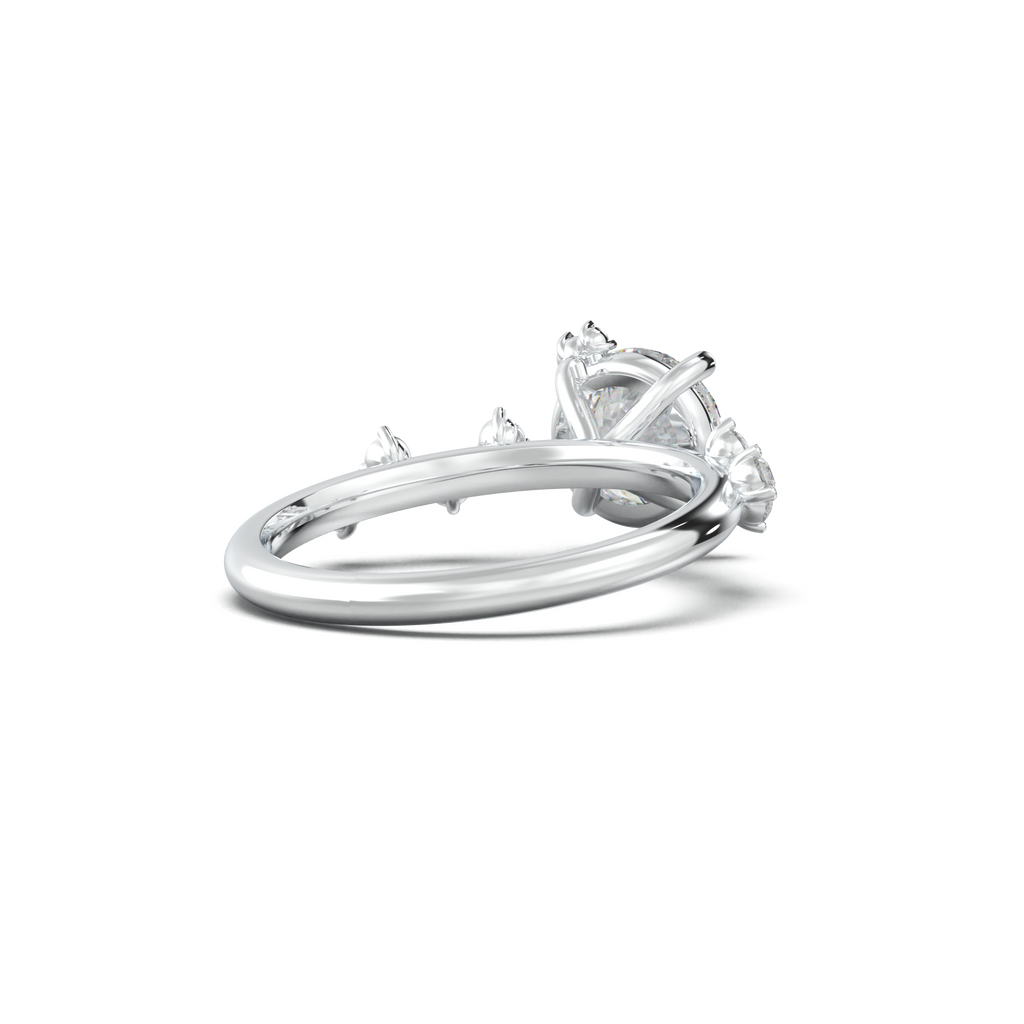 Round Botanical Accent Engagement Ring
