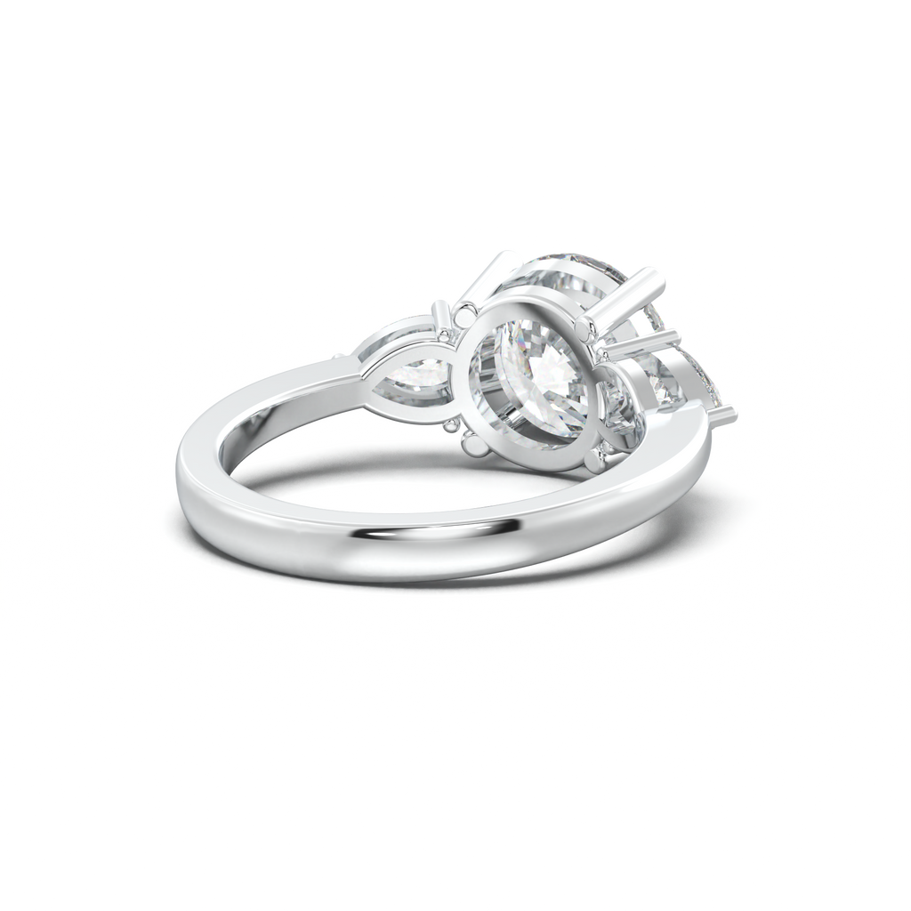 Round Pear Three-Stone Engagement Ring