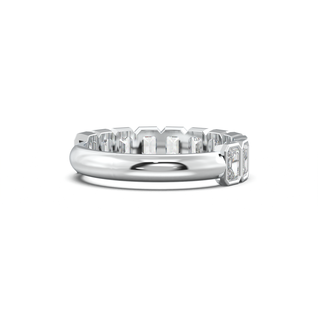 Emerald Bezel Half-Eternity Wedding Band