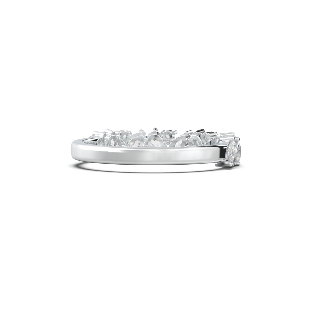 Alternating Pear & Round Half-Eternity Wedding Band