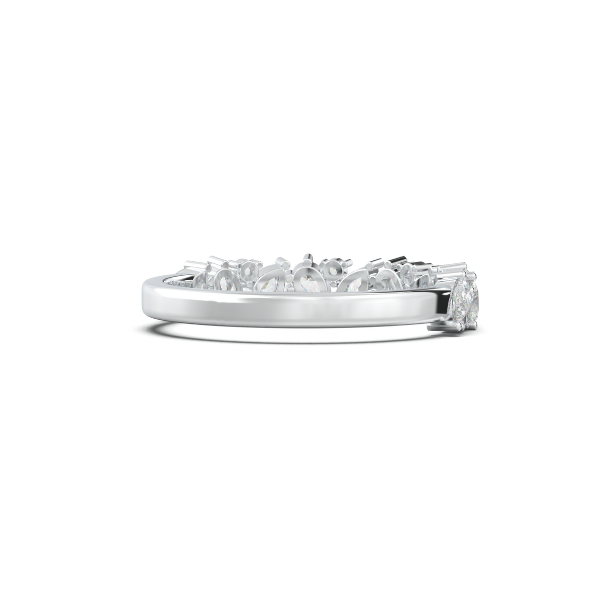 Alternating Pear & Round Half-Eternity Wedding Band