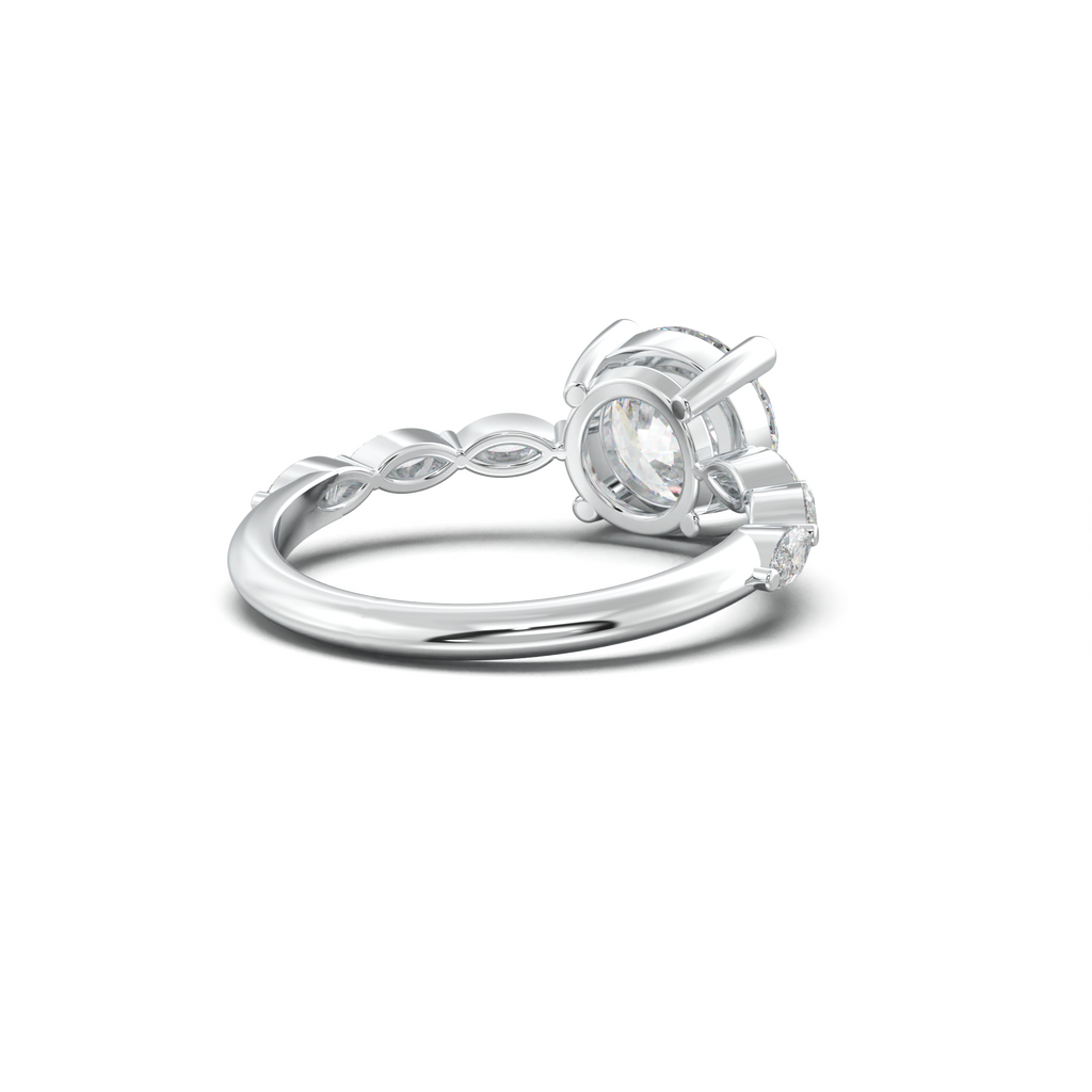 Round Marquise Side-Stone Engagement Ring