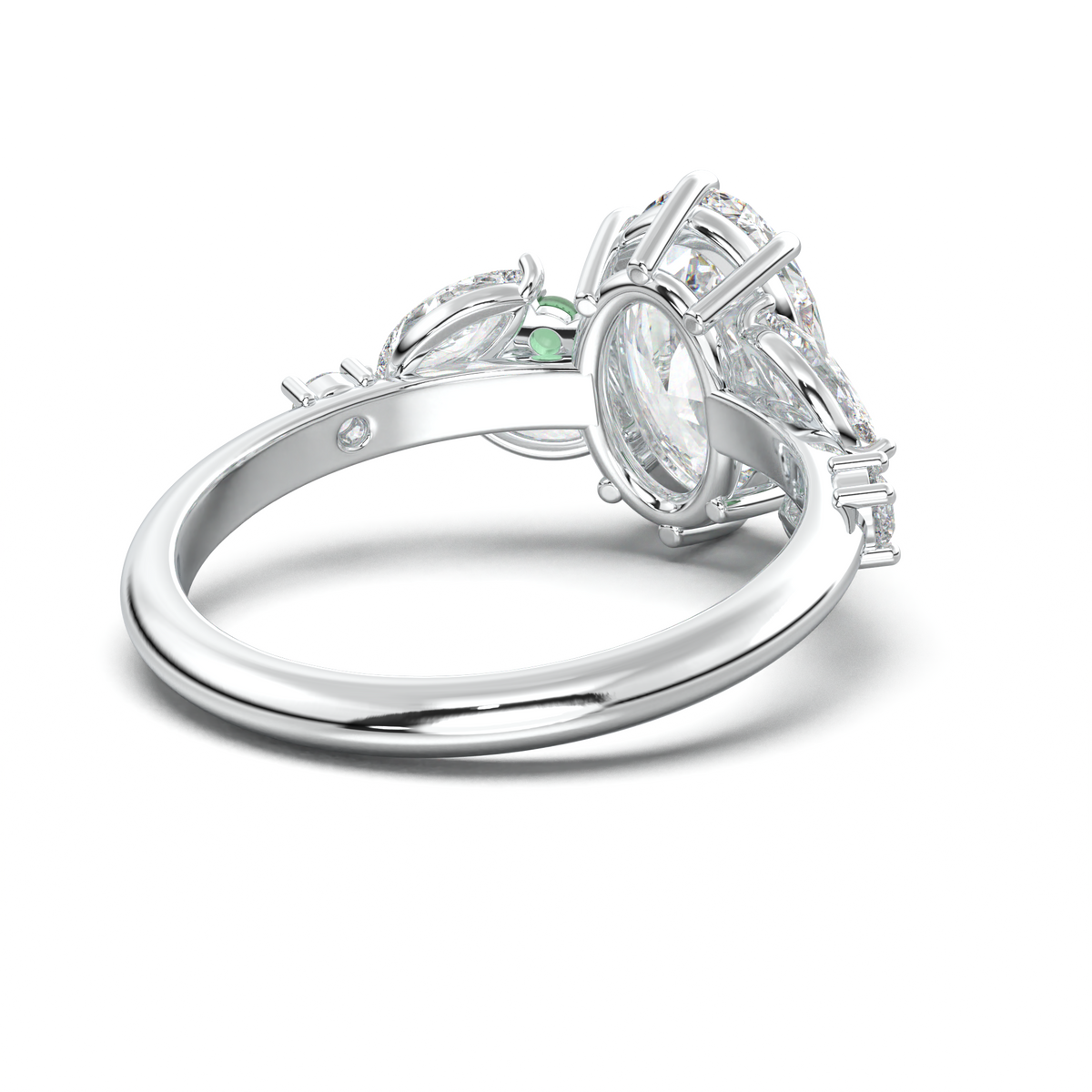 Oval Marquise-Accent Engagement Ring