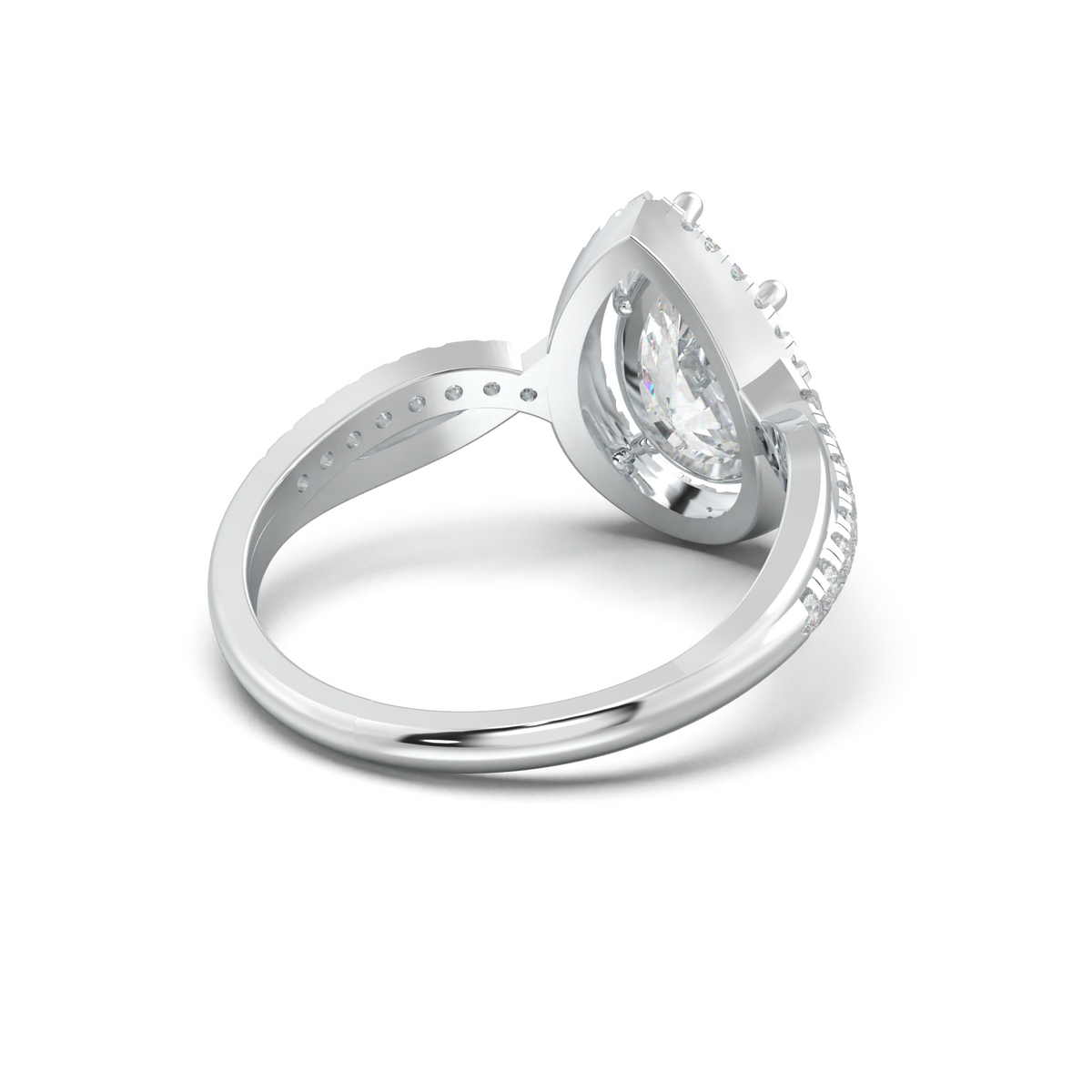 Pear Halo Twisted Pavé Engagement Ring
