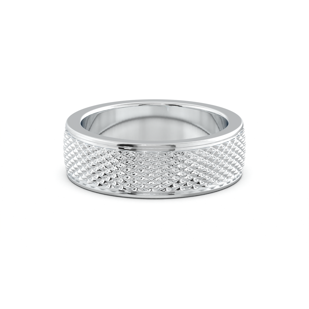 Diamond-Cut Textured Men's Wedding Band