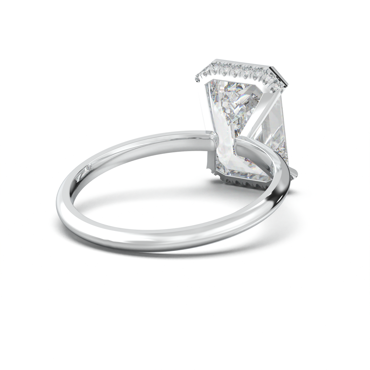 Emerald Hidden Halo Engagement Ring