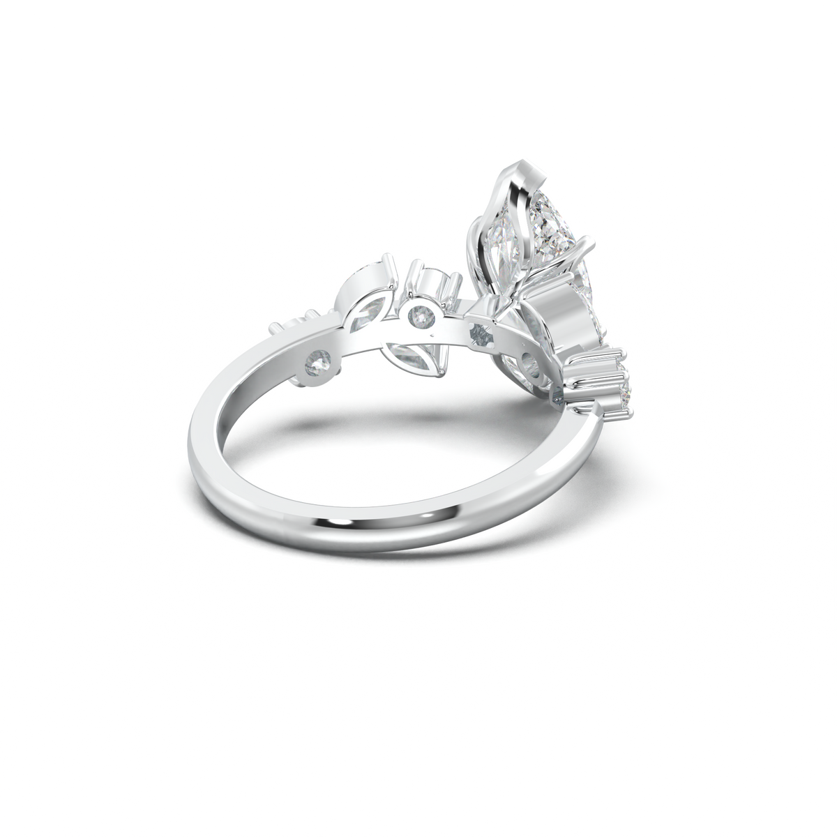 Marquise Mixed Side-Stone Engagement Ring